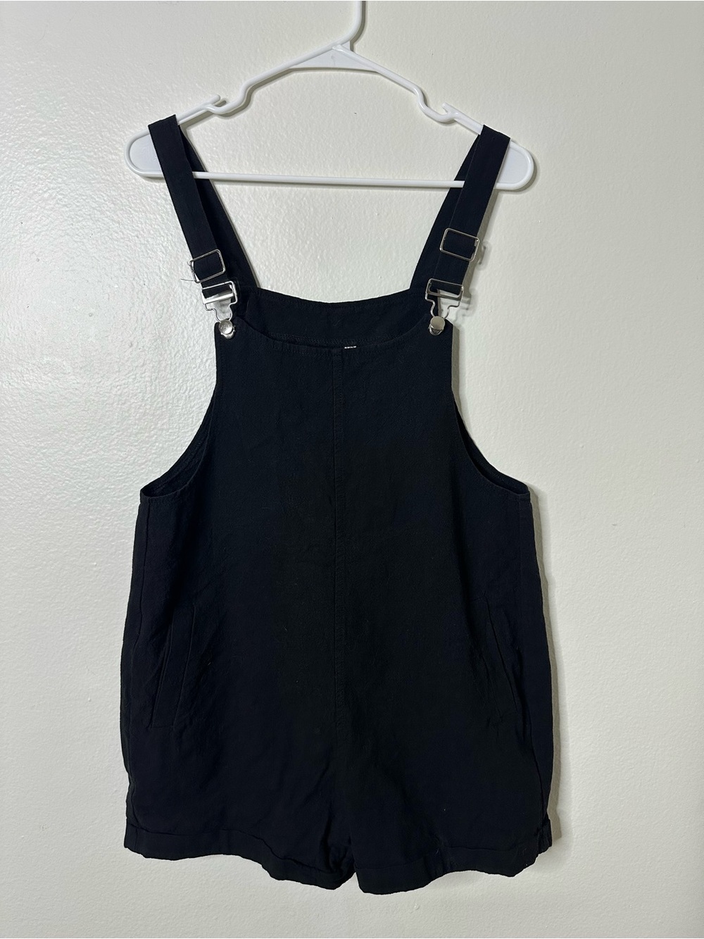 Women's Black Overall Romper with Adjustable Shoulder Straps